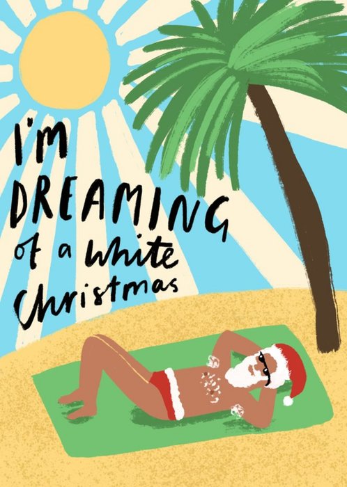 Katy Welsh Funny Illustrated Sunny Beach Christmas Card