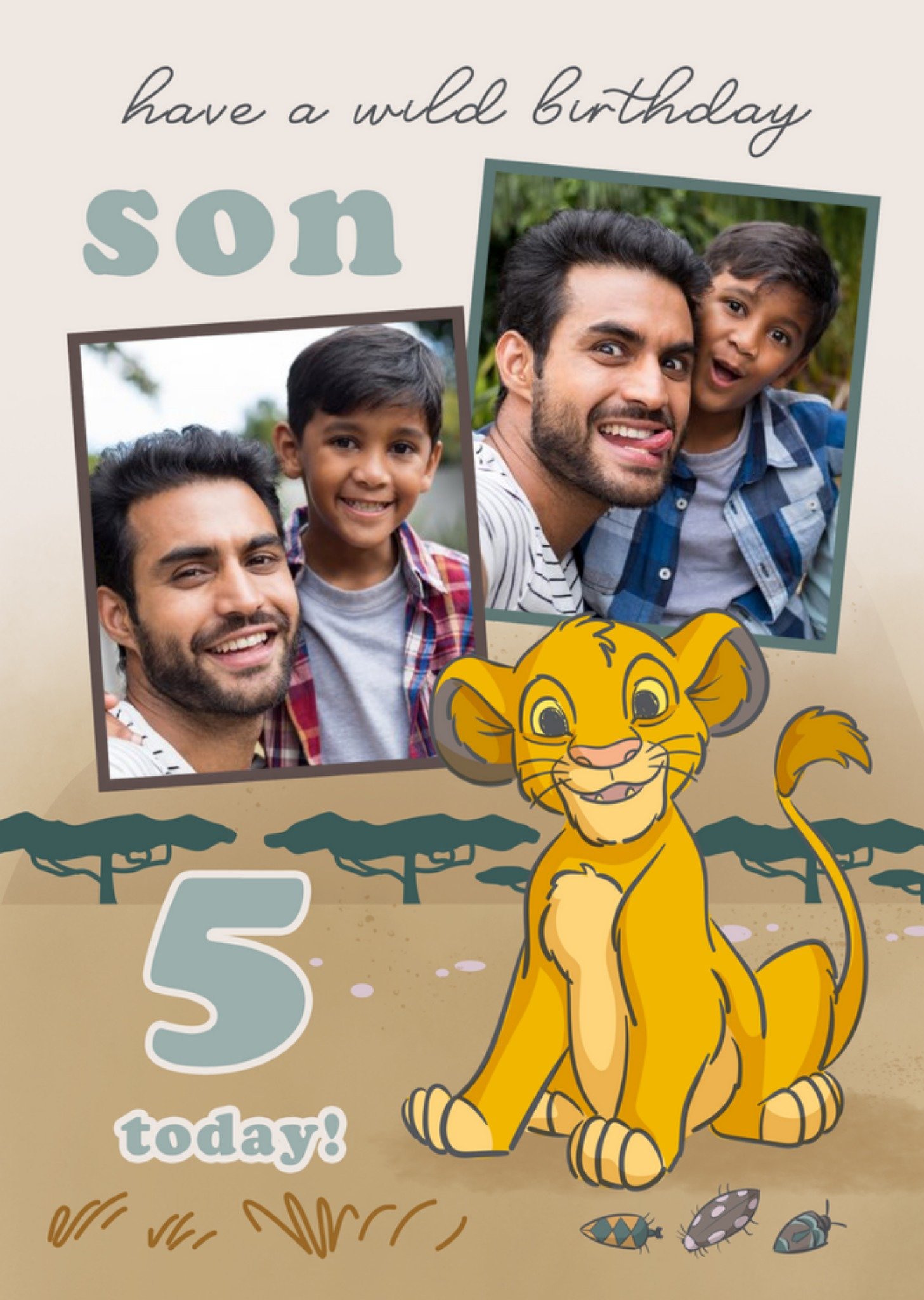 Cute Disney the Lion King Son 5th Birthday Photo Upload Card, Large