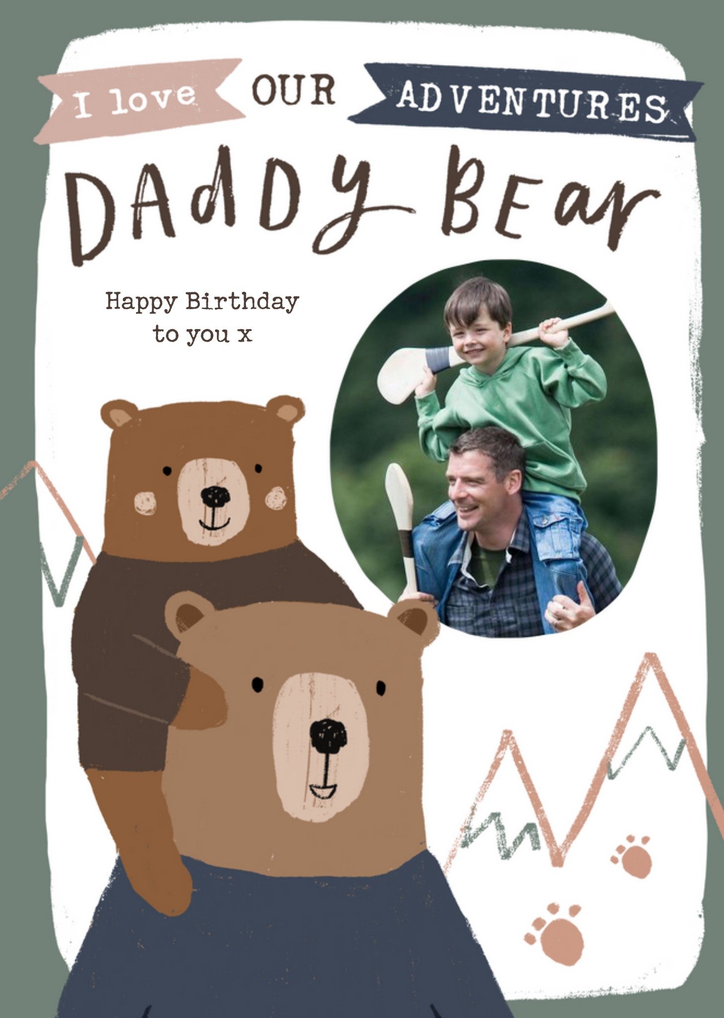 Moonpig Bear Illustrations Daddy Bear Birthday Photo Upload Card, Large