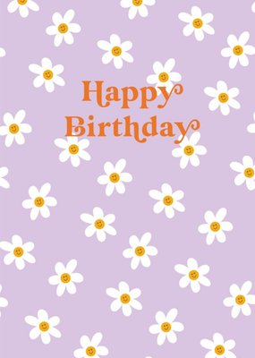 Retro Typography On A Daisy Pattern Background Birthday Card