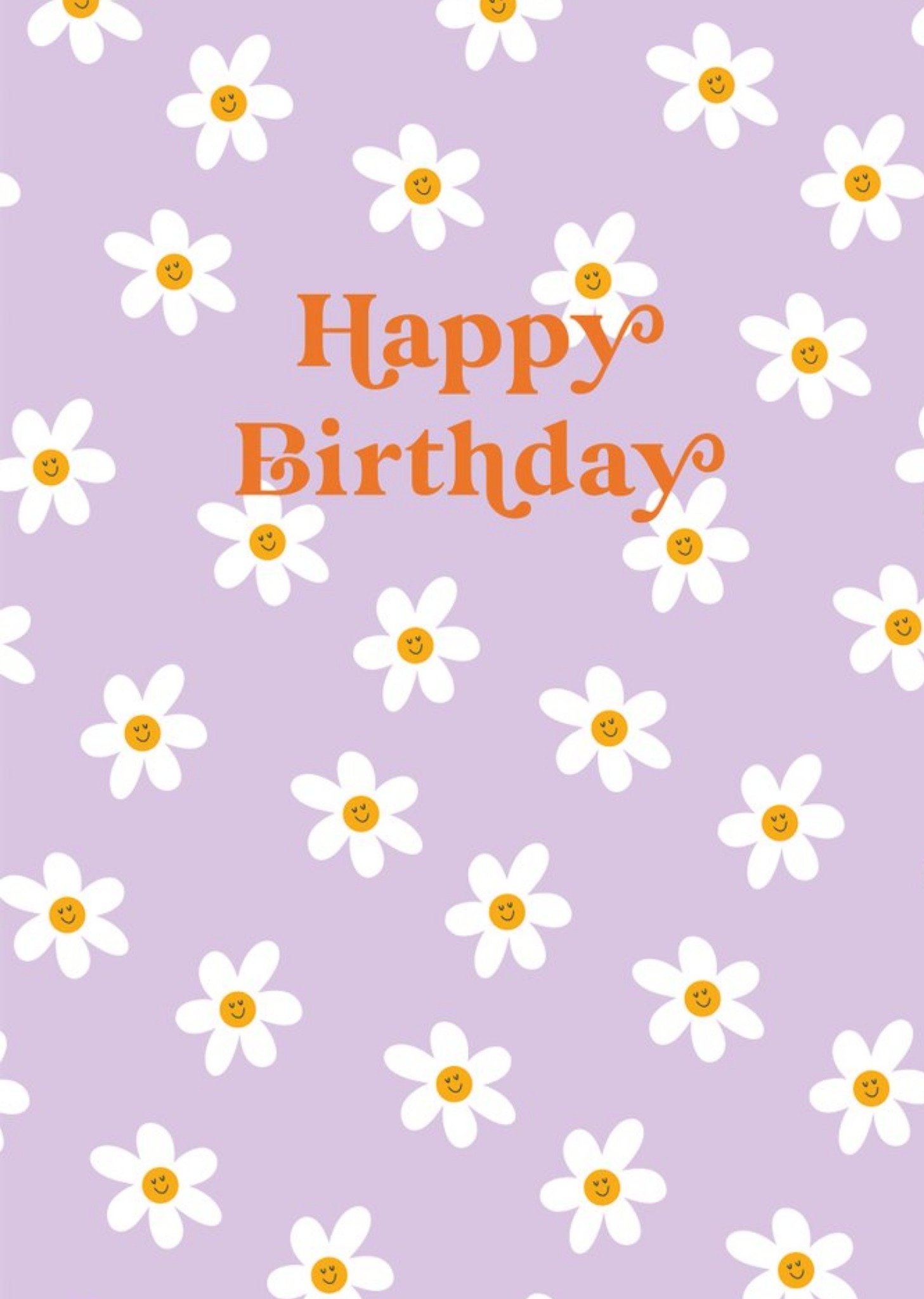 Retro Typography On A Daisy Pattern Background Birthday Card Ecard