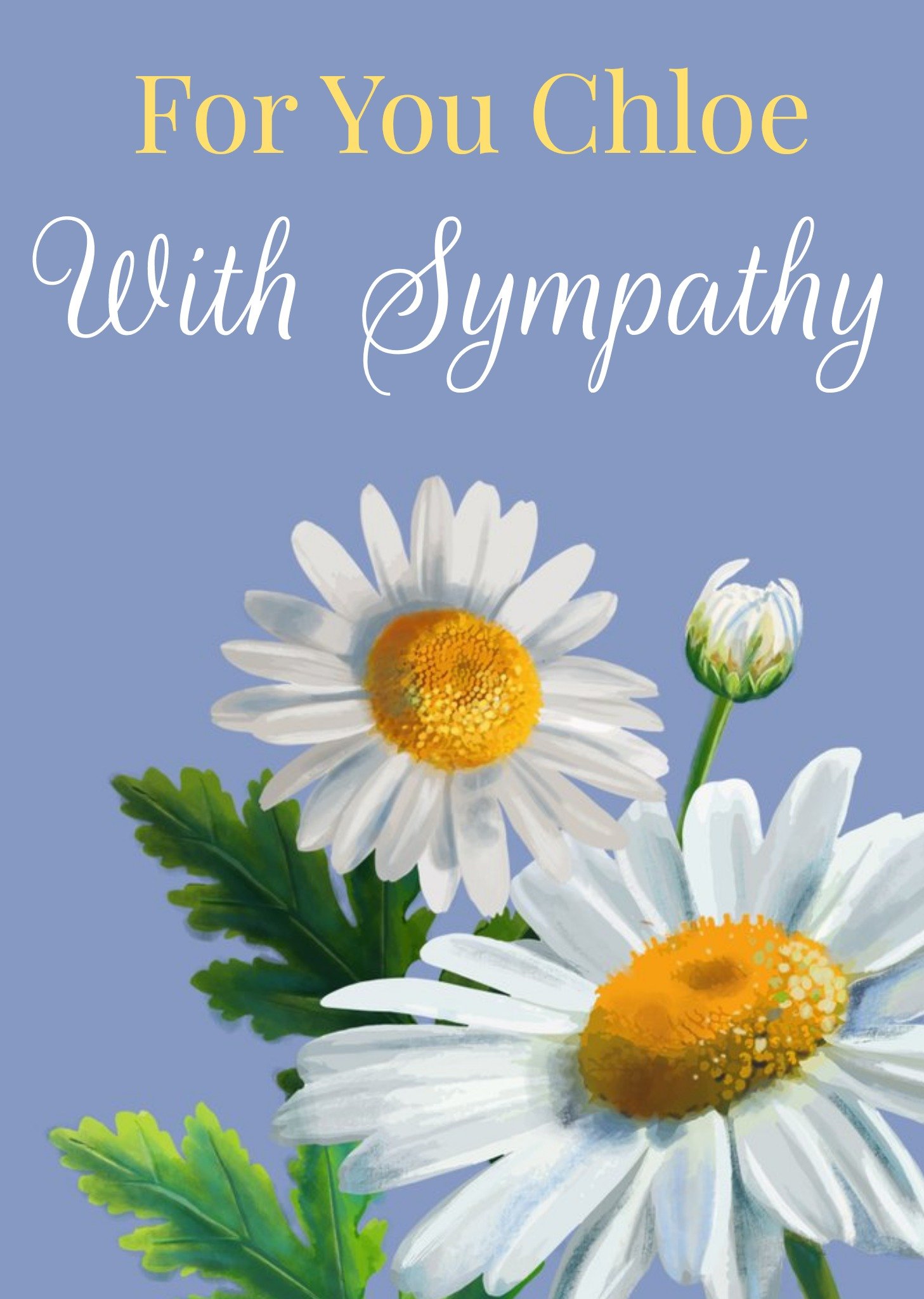 Moonpig Blooming Daisies Illustration Personalised Sympathy Card, Large