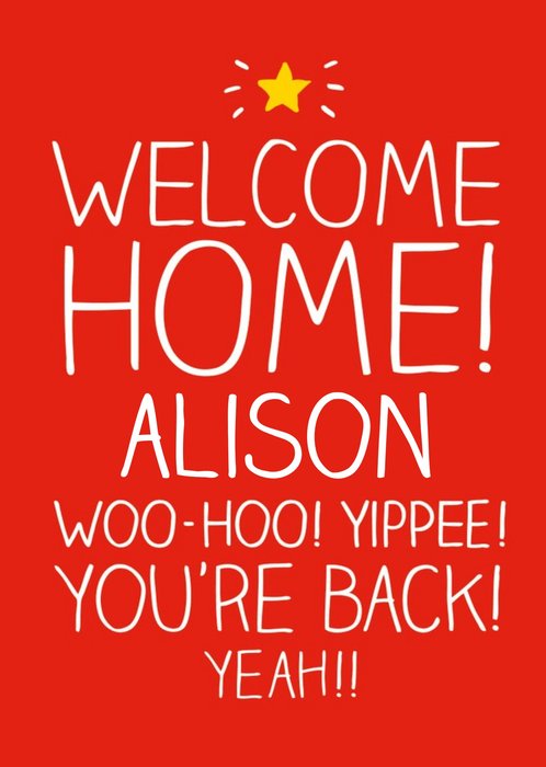 Happy Jackson Personalised Welcome Back Card