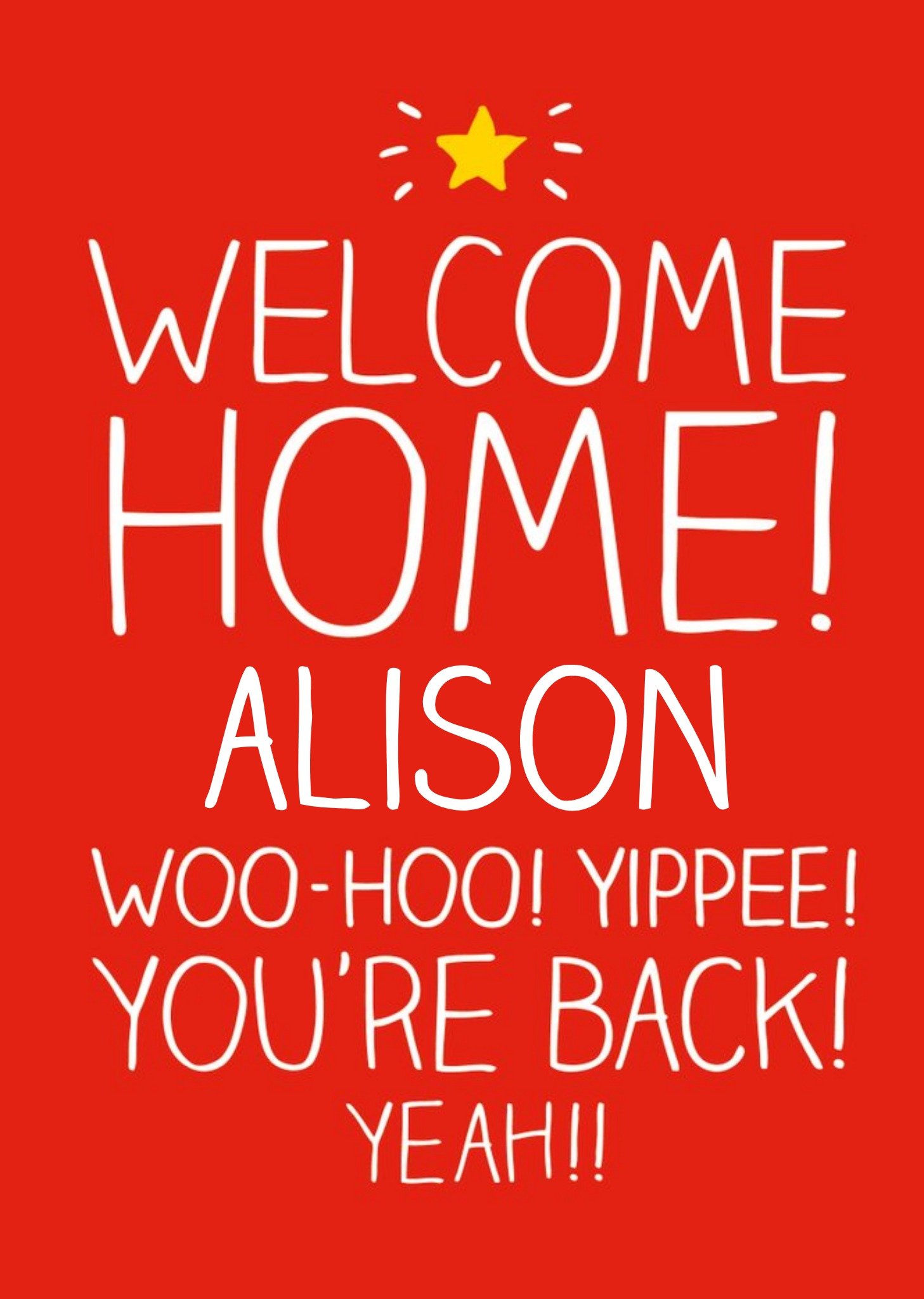 Happy Jackson Personalised Welcome Back Card Ecard