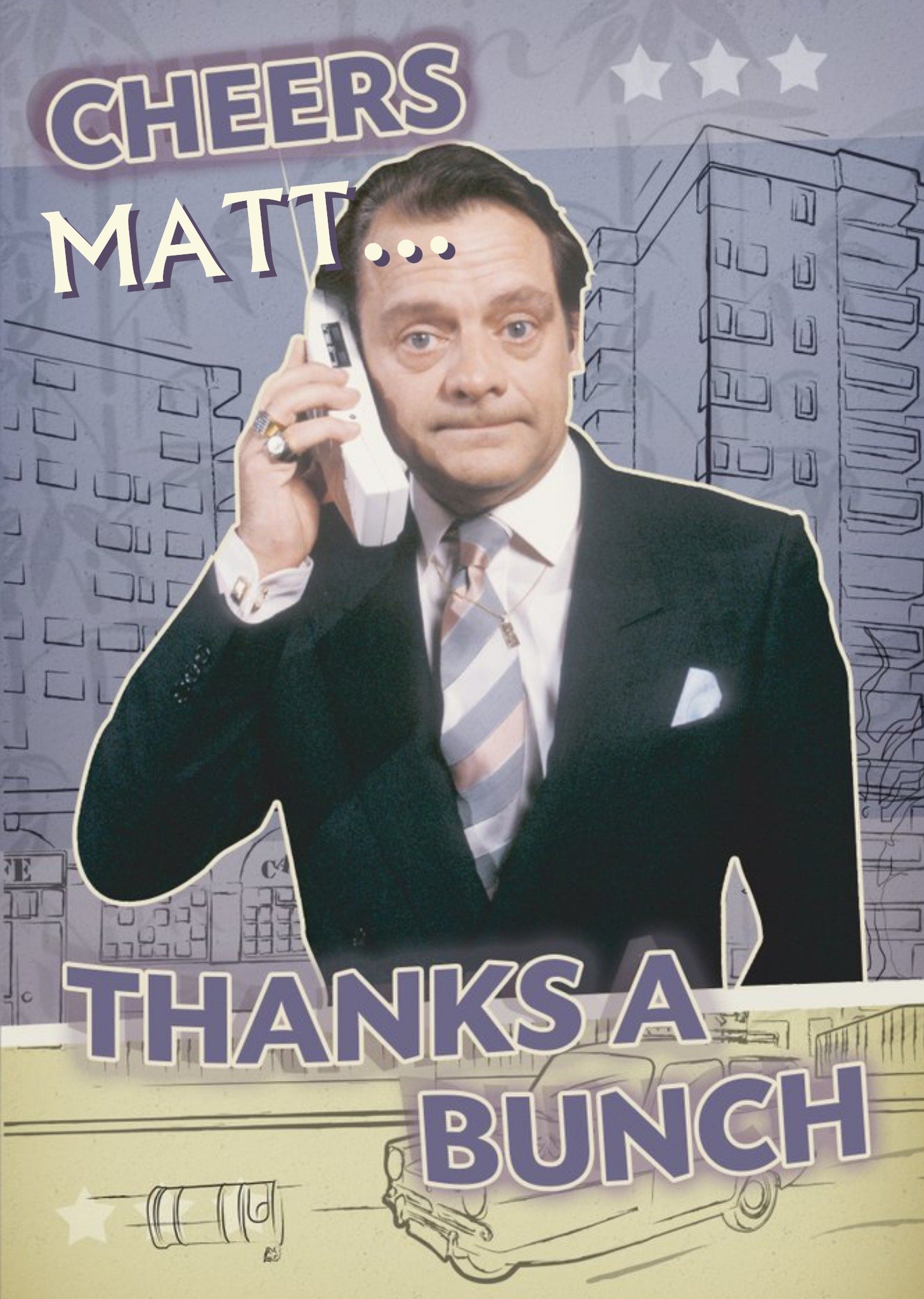 Only Fools And Horses Delboy On Phone Personalised Thank You Card Ecard