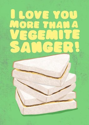 Illustration Of Sandwiches With Bold Typography On A Green Background Anniversary Card