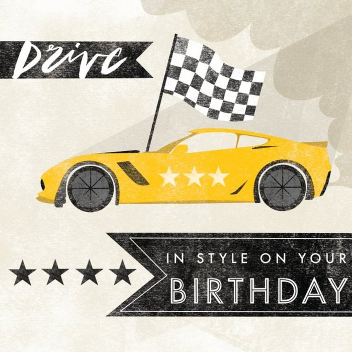 Men's birthday card - male card - cars - motor racing