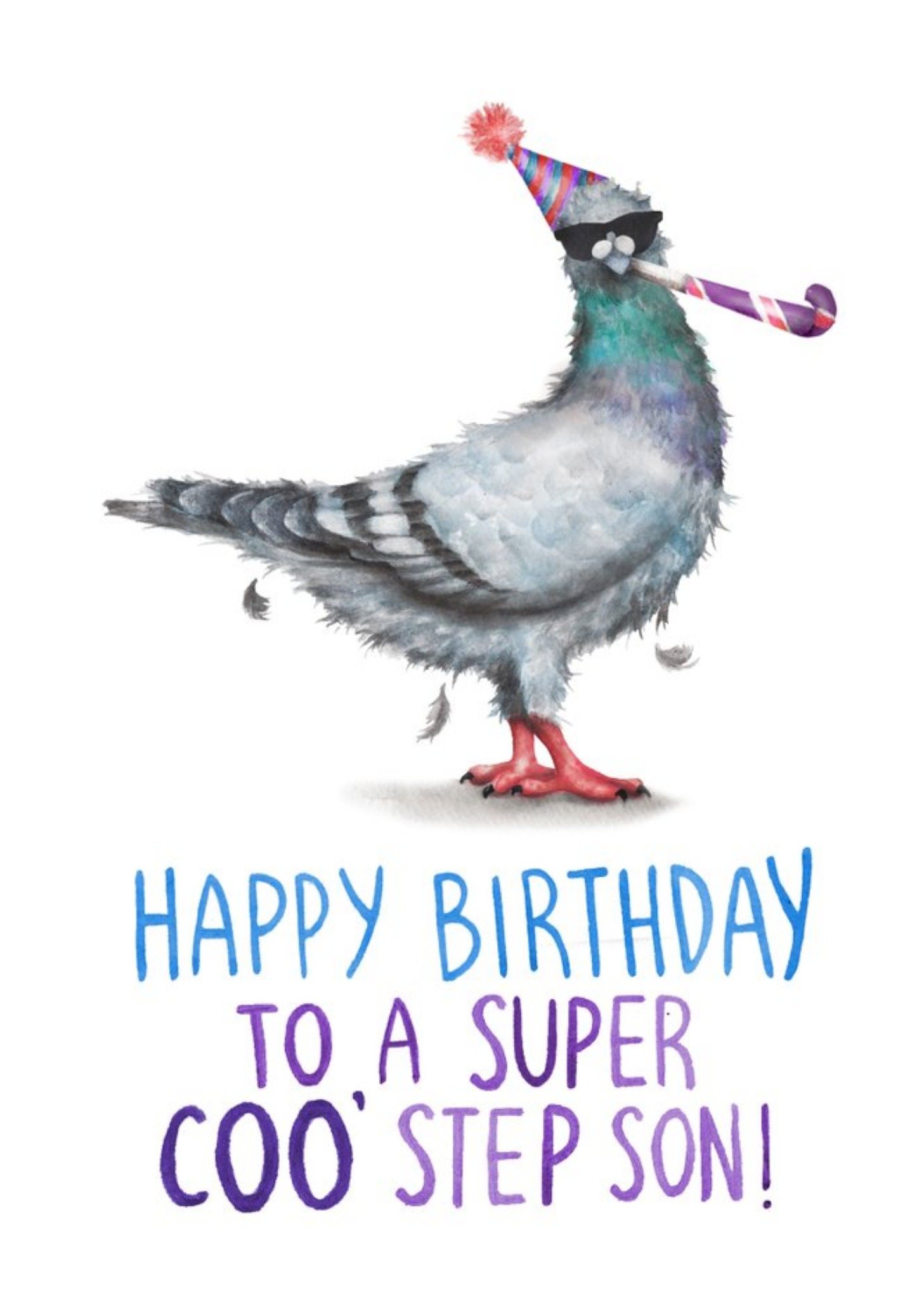 Moonpig Cute Pigeon To A Super Coo' Step Son Birthday Card, Large