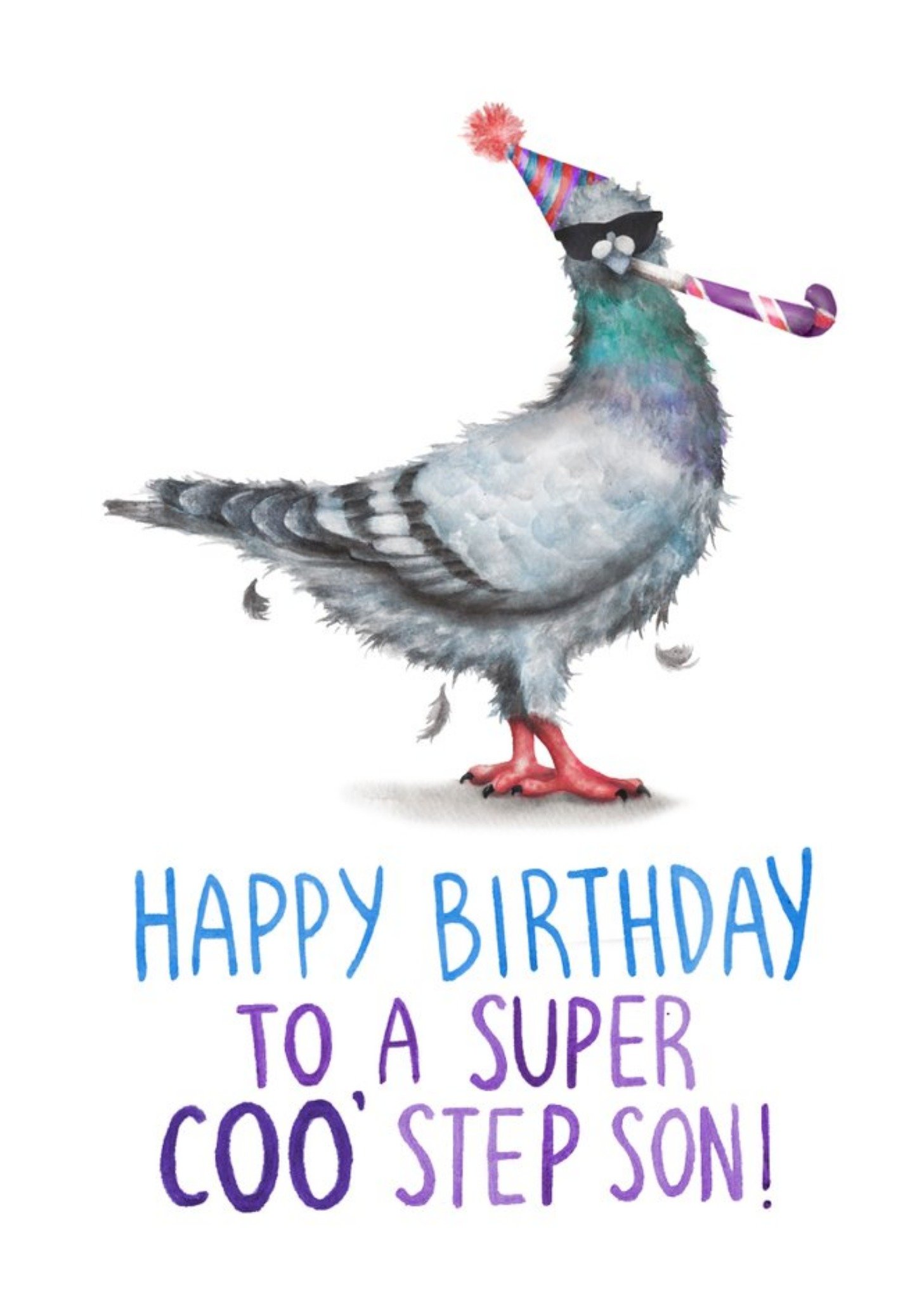 Cute Pigeon To A Super Coo' Step Son Birthday Card Ecard