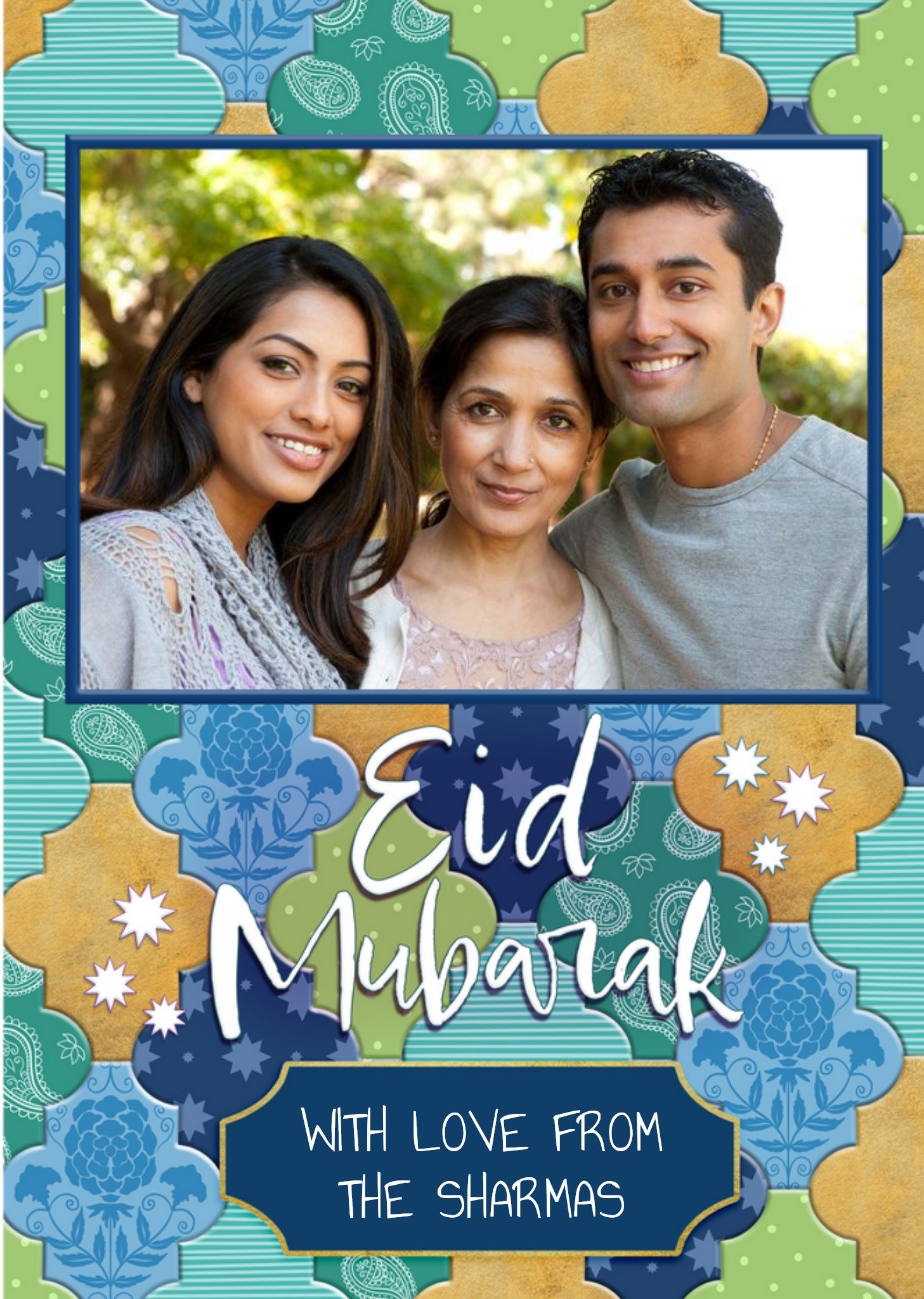 Moonpig Eid Mubarak Photo Upload Patterened Card Ecard