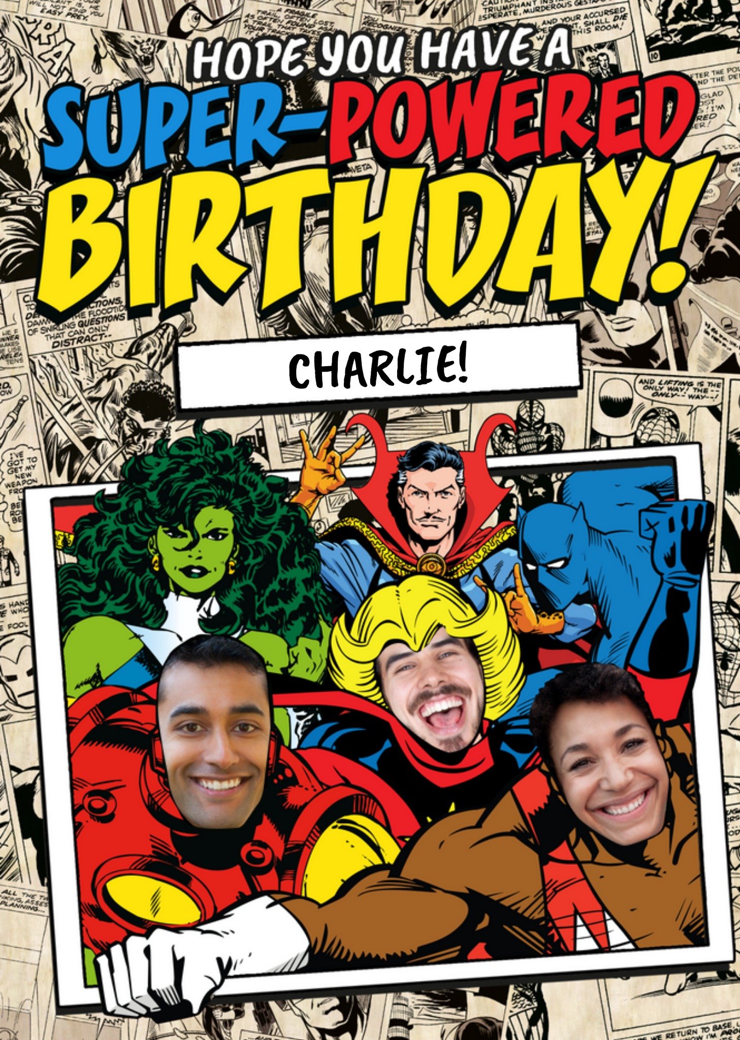 Marvel Super Powered Birthday Face Upload Card Ecard