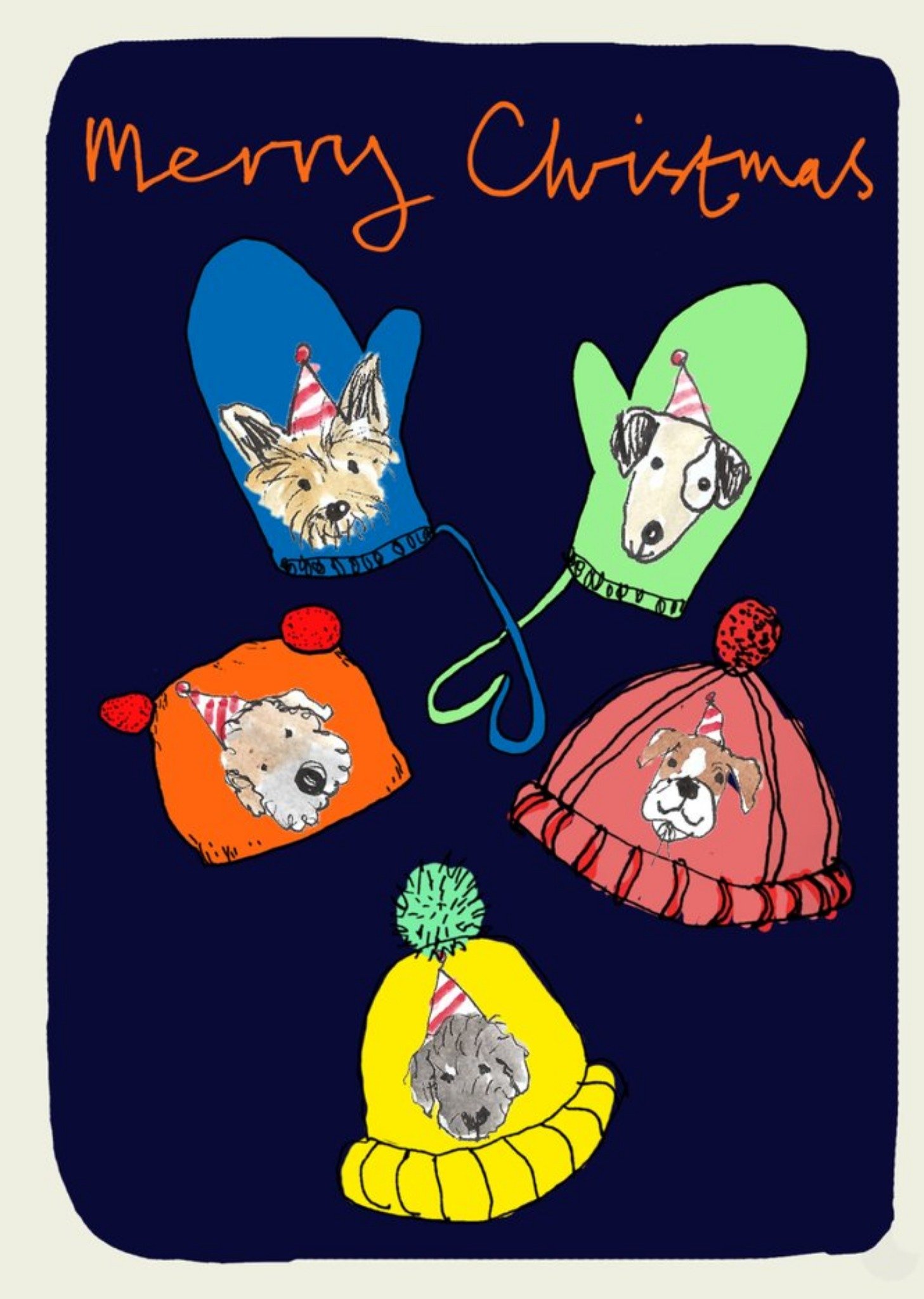 Merry Christmas Dog Hats And Gloves Card