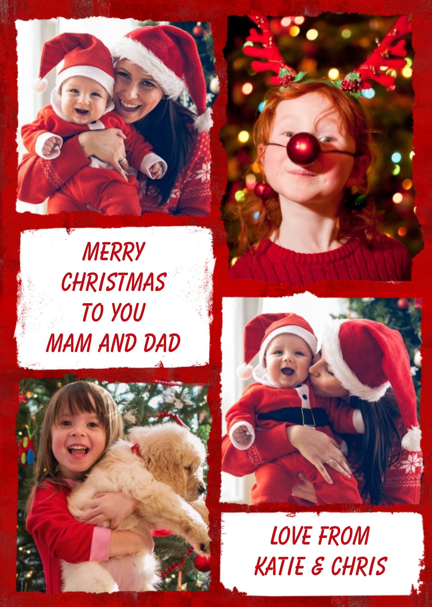 Moonpig Multi Photo Upload Christmas Card - Wishing You A Lovely Christmas Ecard