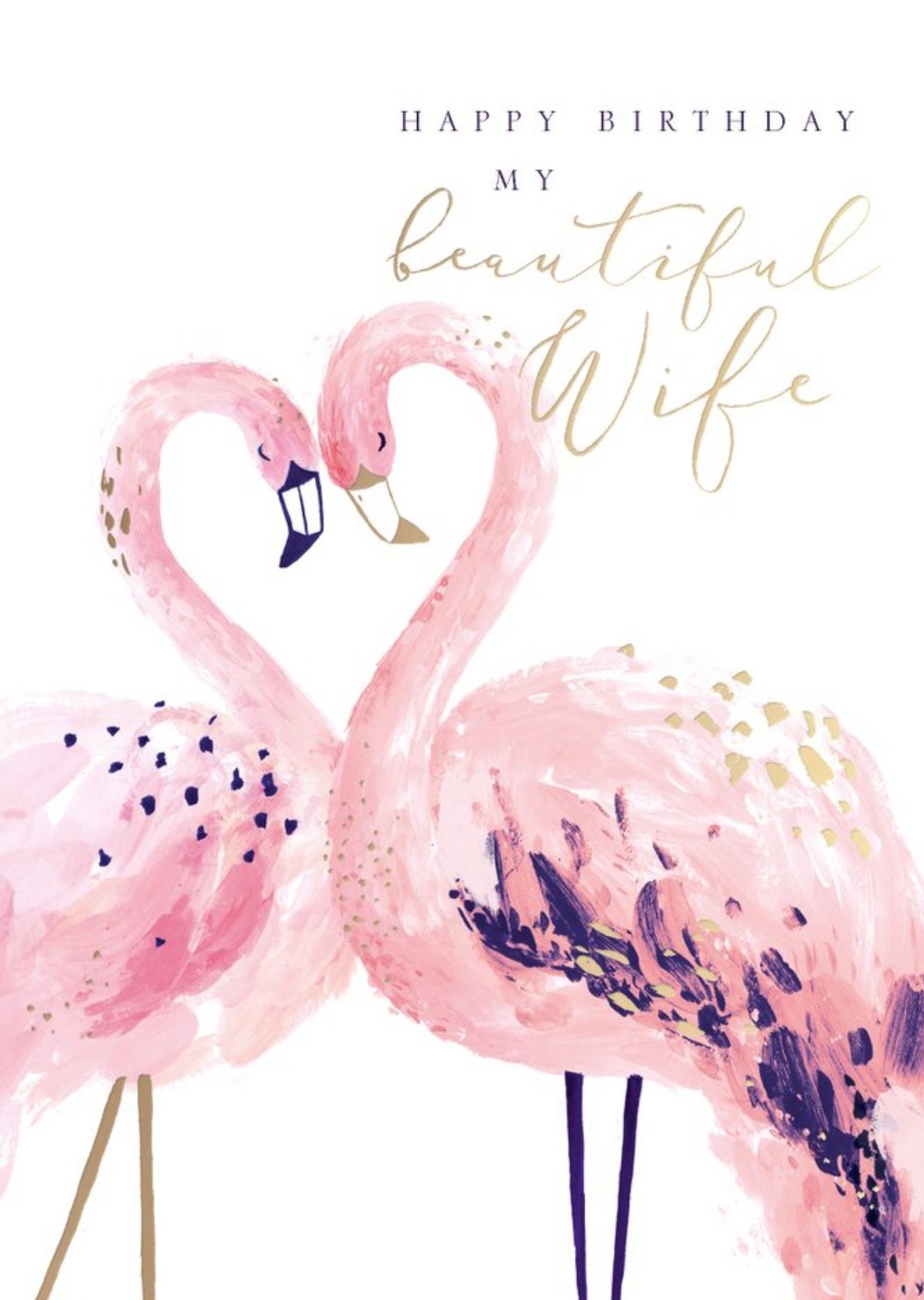 Painted Flamingo Happy Birthday To My Beautiful Wife Card Ecard