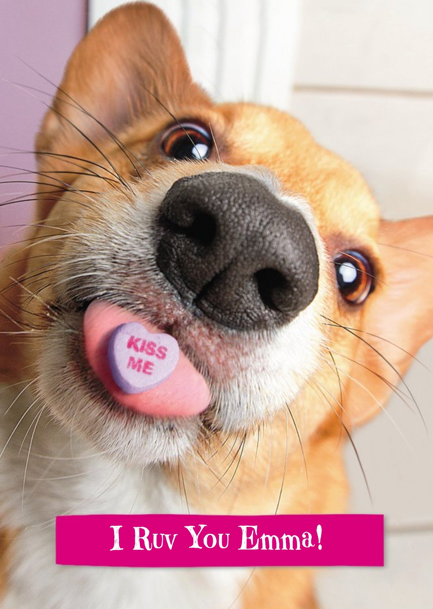 Moonpig I Ruv You Dog Personalised Happy Valentine's Day Card Ecard