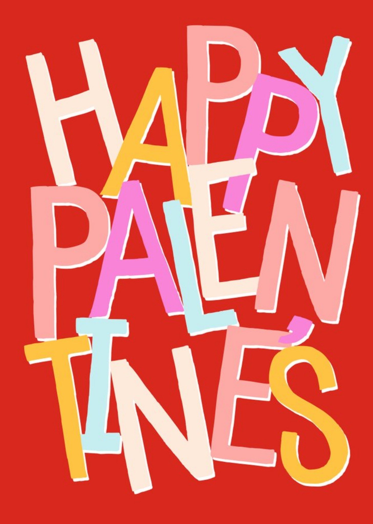 Large Colourful Typography On A Red Background Palentine's Day Card Ecard