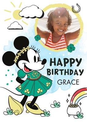 Disney Minnie Mouse Happy Birthday Photo Upload Irish Card