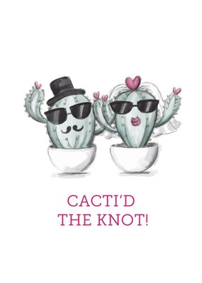 Double Pea Design Cacti Pun Wedding Card