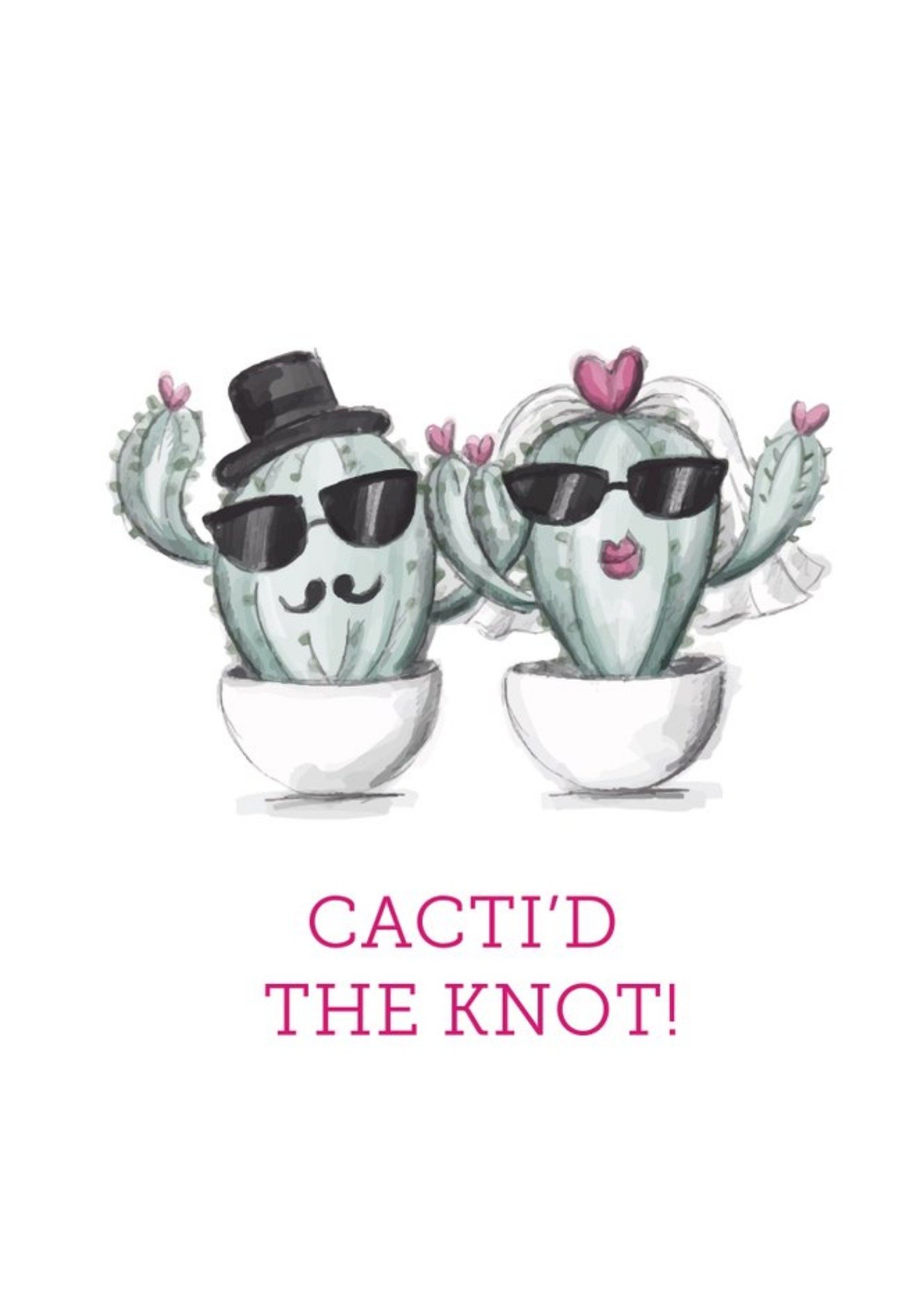 Moonpig Double Pea Design Cacti Pun Wedding Card, Large