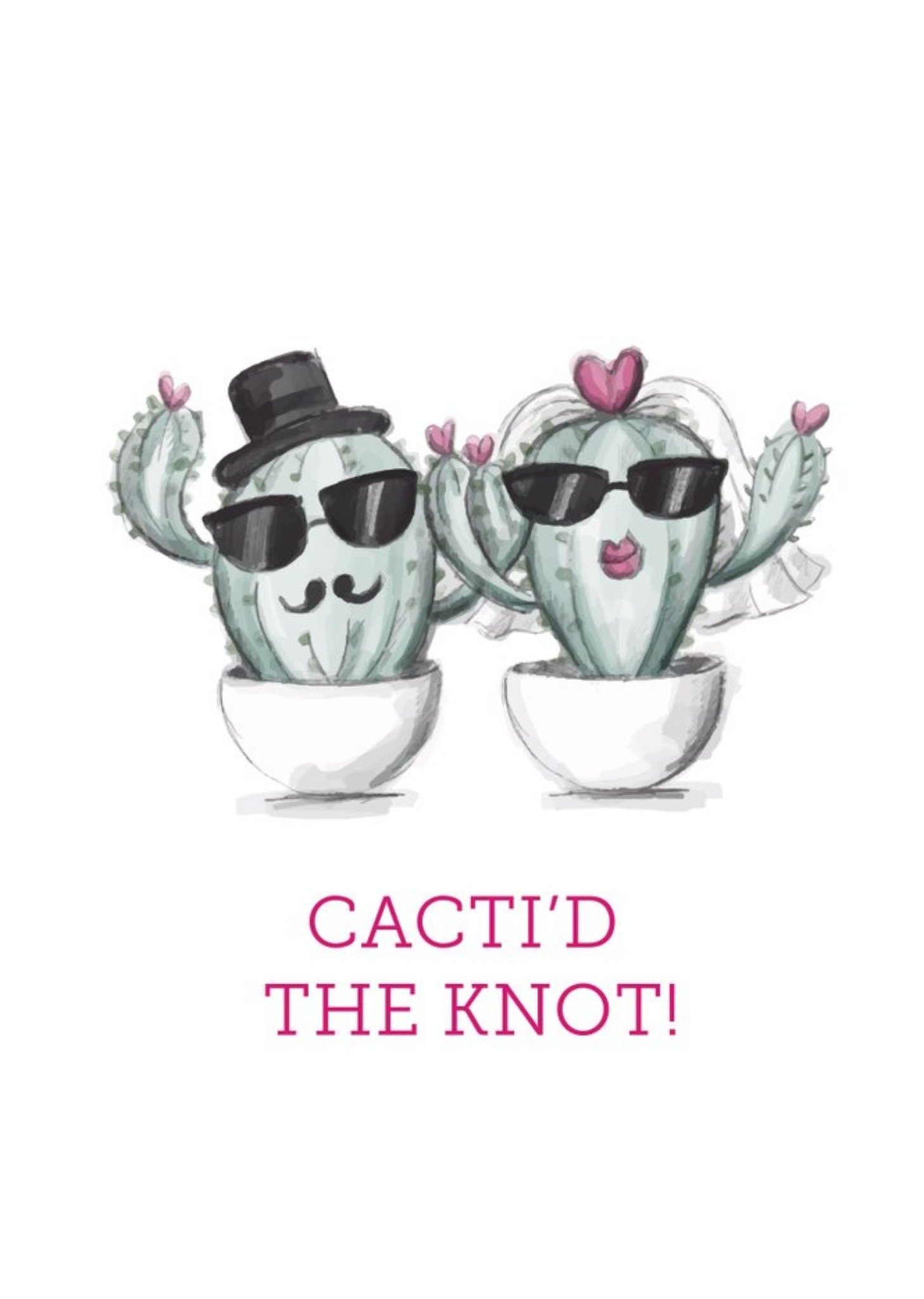 Double Pea Design Cacti Pun Wedding Card Ecard