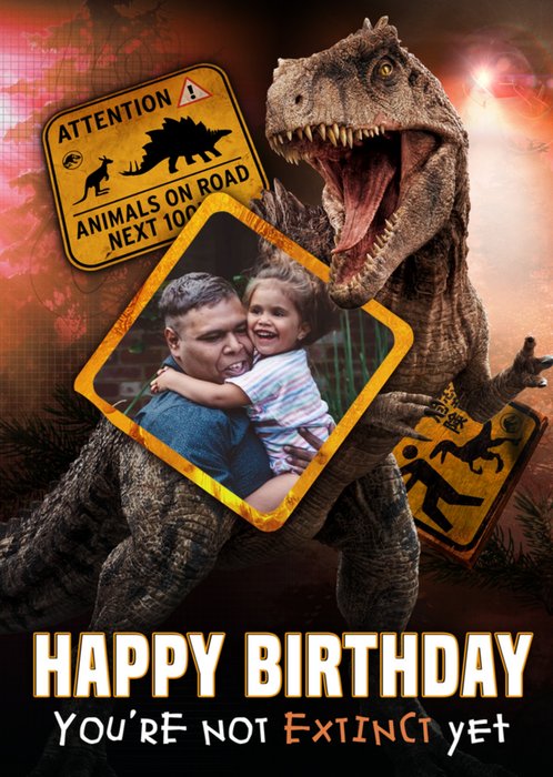 Jurassic World Dominion Extinct Photo Upload Birthday Card