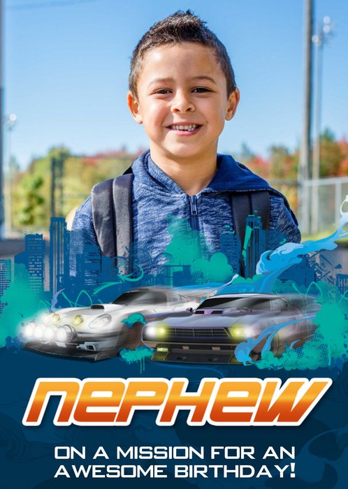 Fast And Furious Spy Racers Nephew Photo Upload Birthday Card