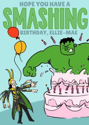 Marvel Comics Incredible Hulk and Loki funny birthday card