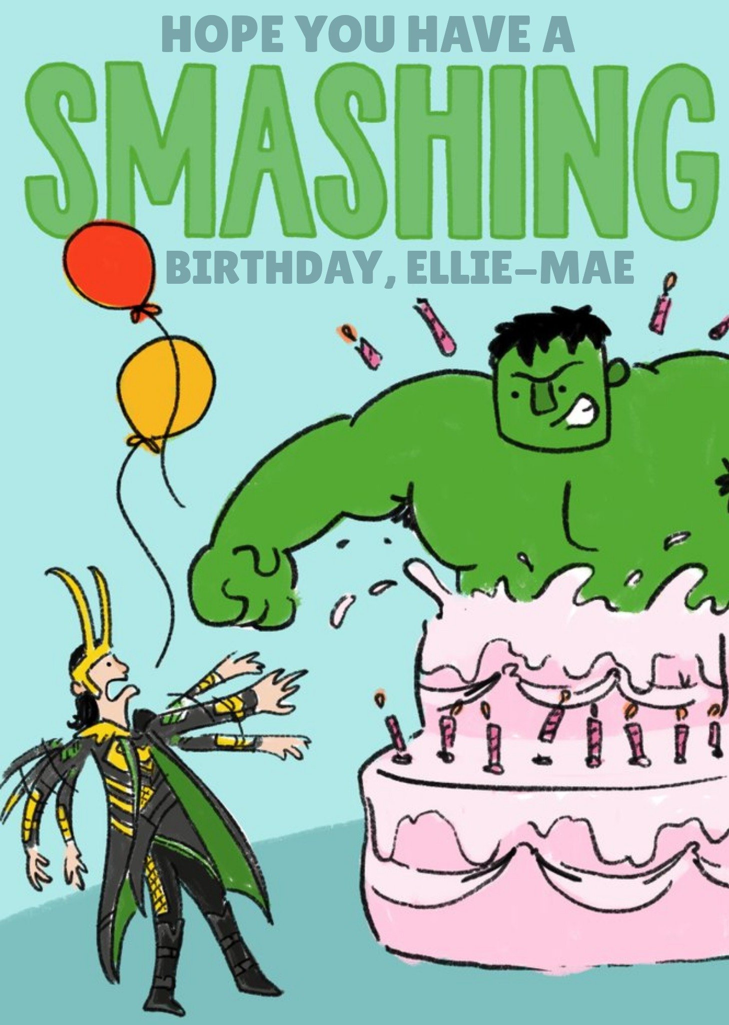 Disney Marvel Comics Incredible Hulk And Loki Funny Birthday Card Ecard