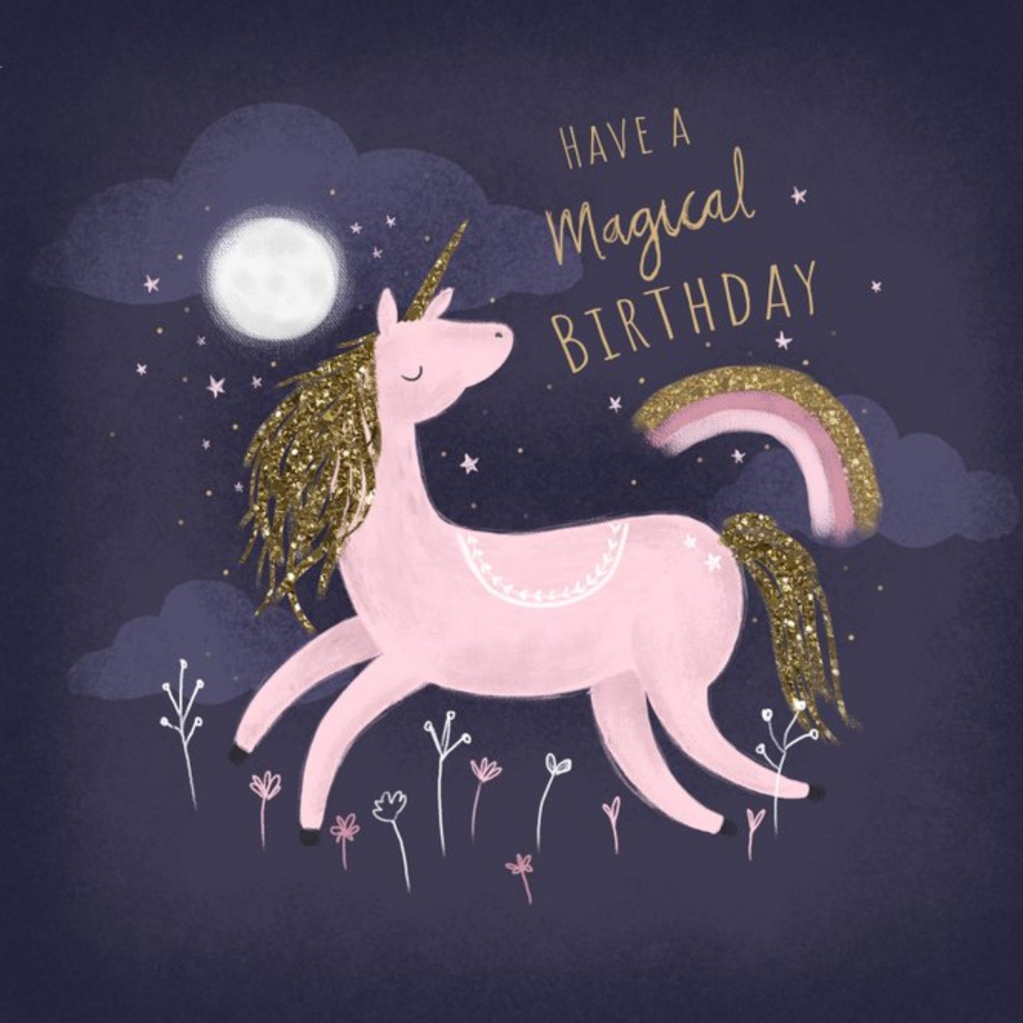 Moonpig Cute Have A Magiical Pink Unicorn Birthday Card, Square
