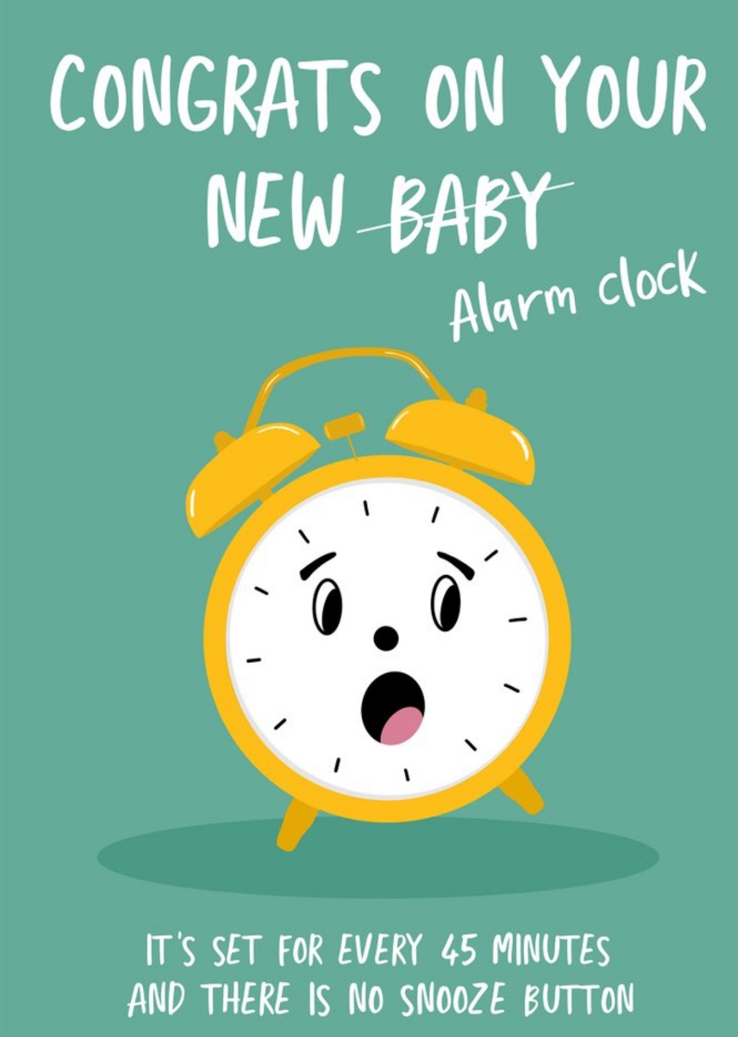 Gabi & Gaby Funny Illustrated Alarm Clock New Baby Card Ecard