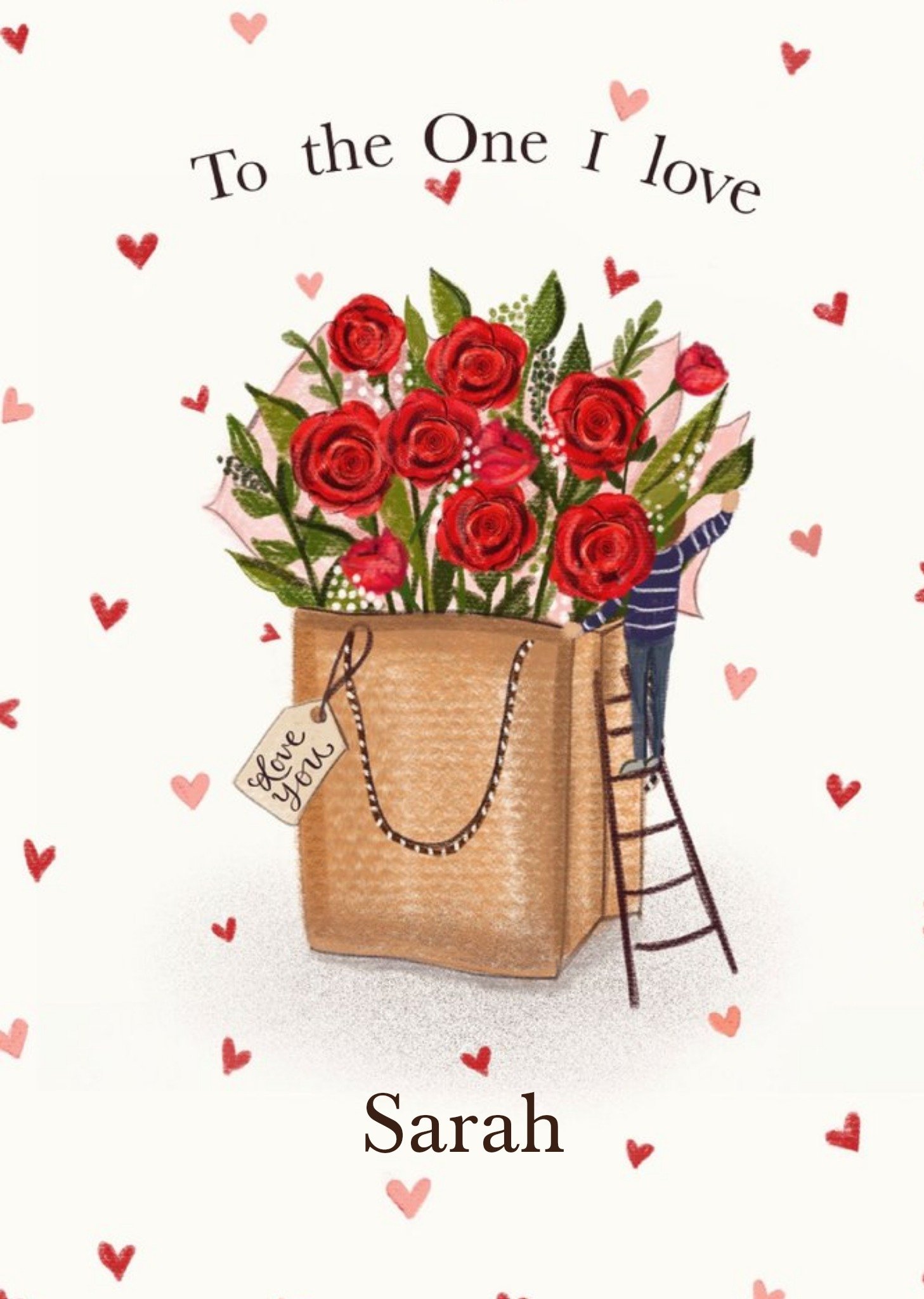 Moonpig To The One I Love Bouquet Of Flowers Illustrated Card, Large