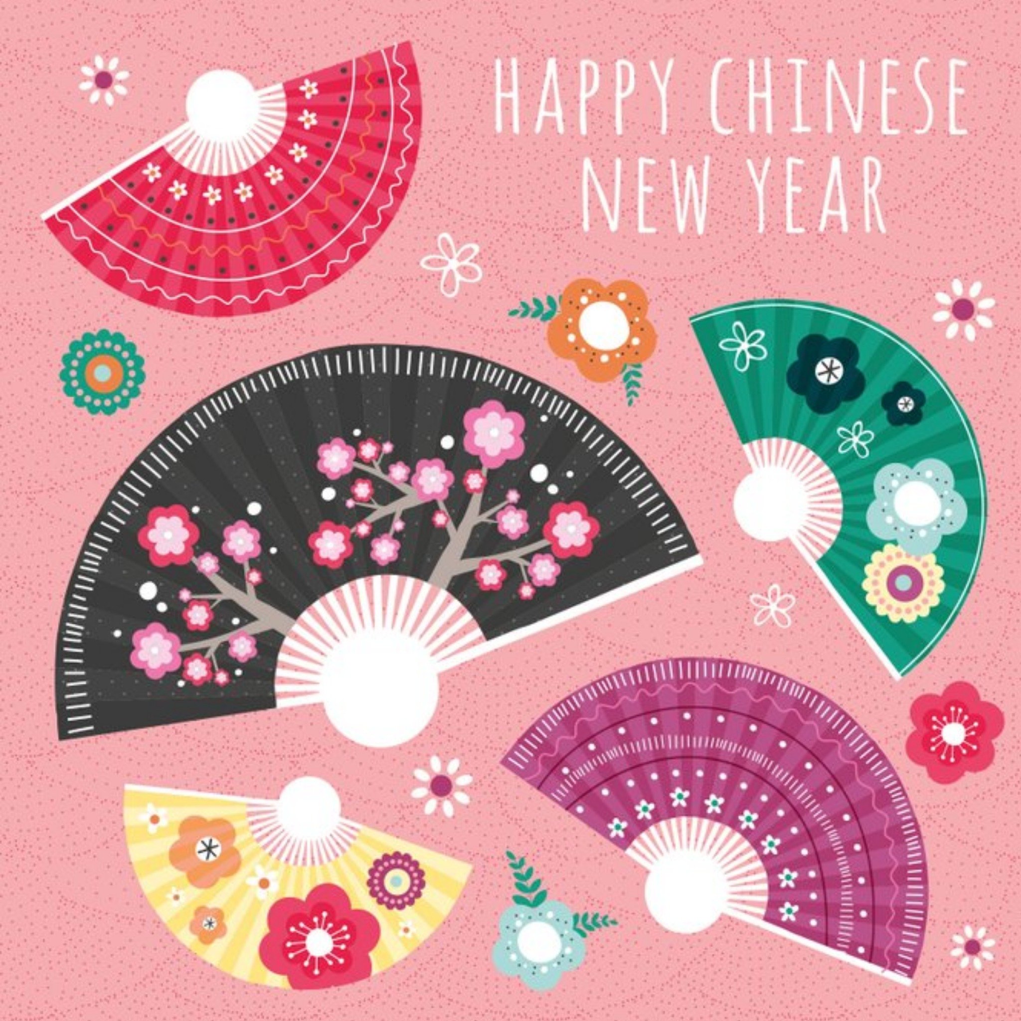 Fans 2021 Happy Chinese New Year Card, Square