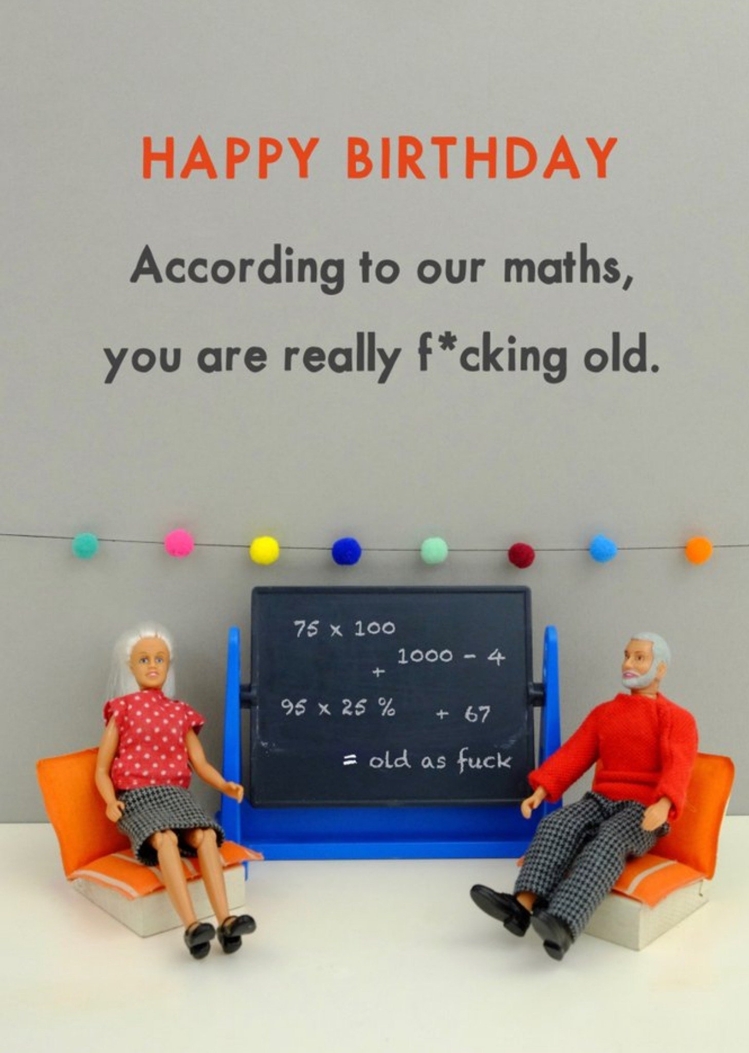 Bold And Bright Funny According To Our Maths You Are Really Old Card, Large