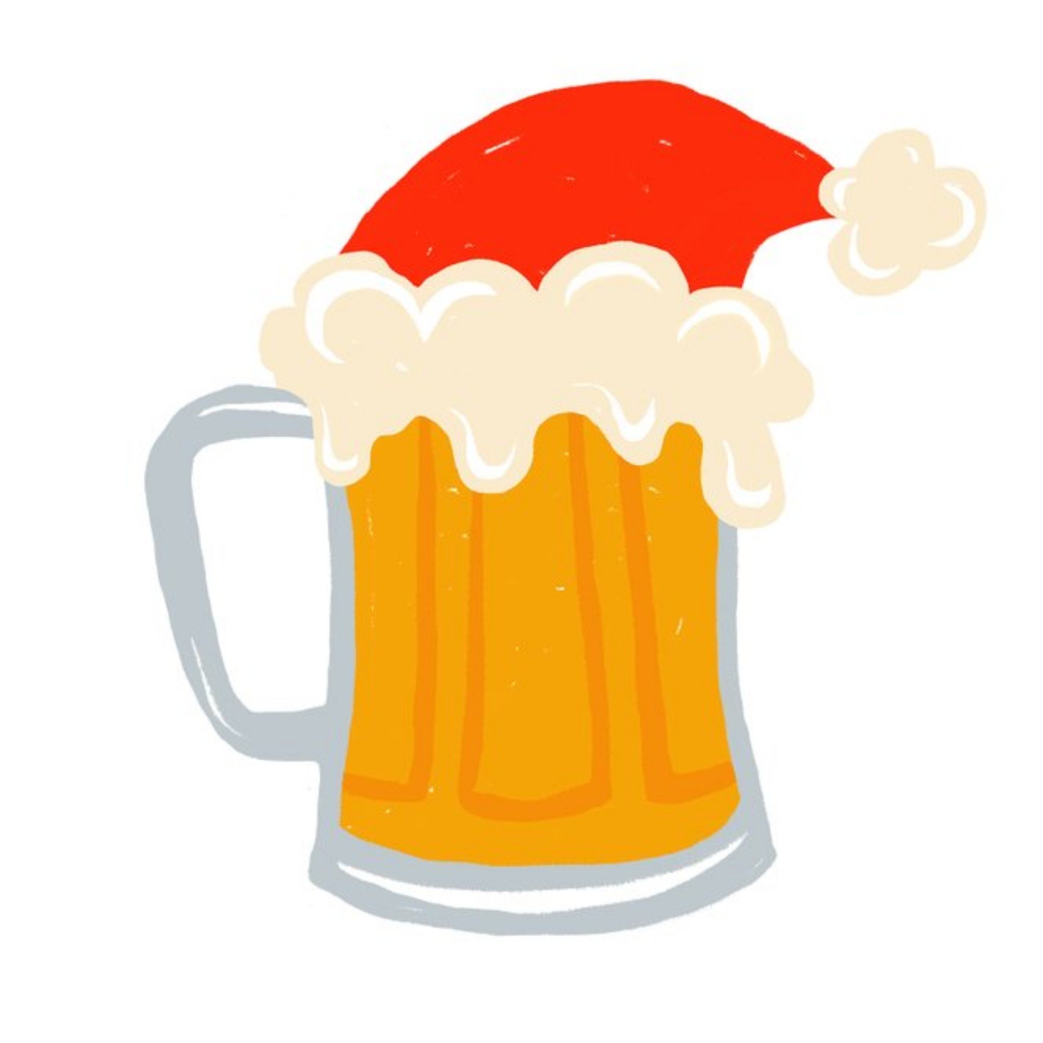 Beer Mug With Santa Hat Christmas Card, Square