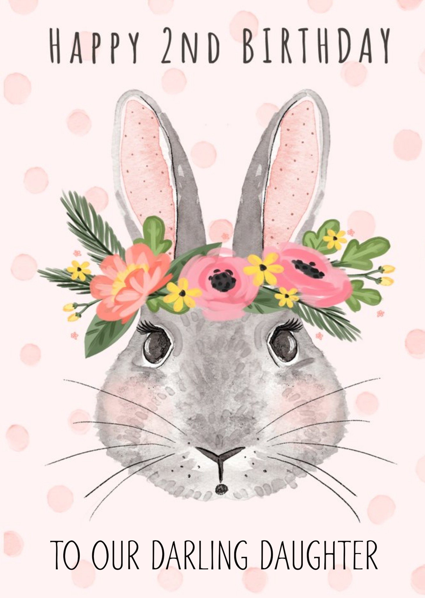 Okey Dokey Design Okey Dokey Illustrated Rabbit To Our Darling Daughter 2nd Birthday Card Ecard