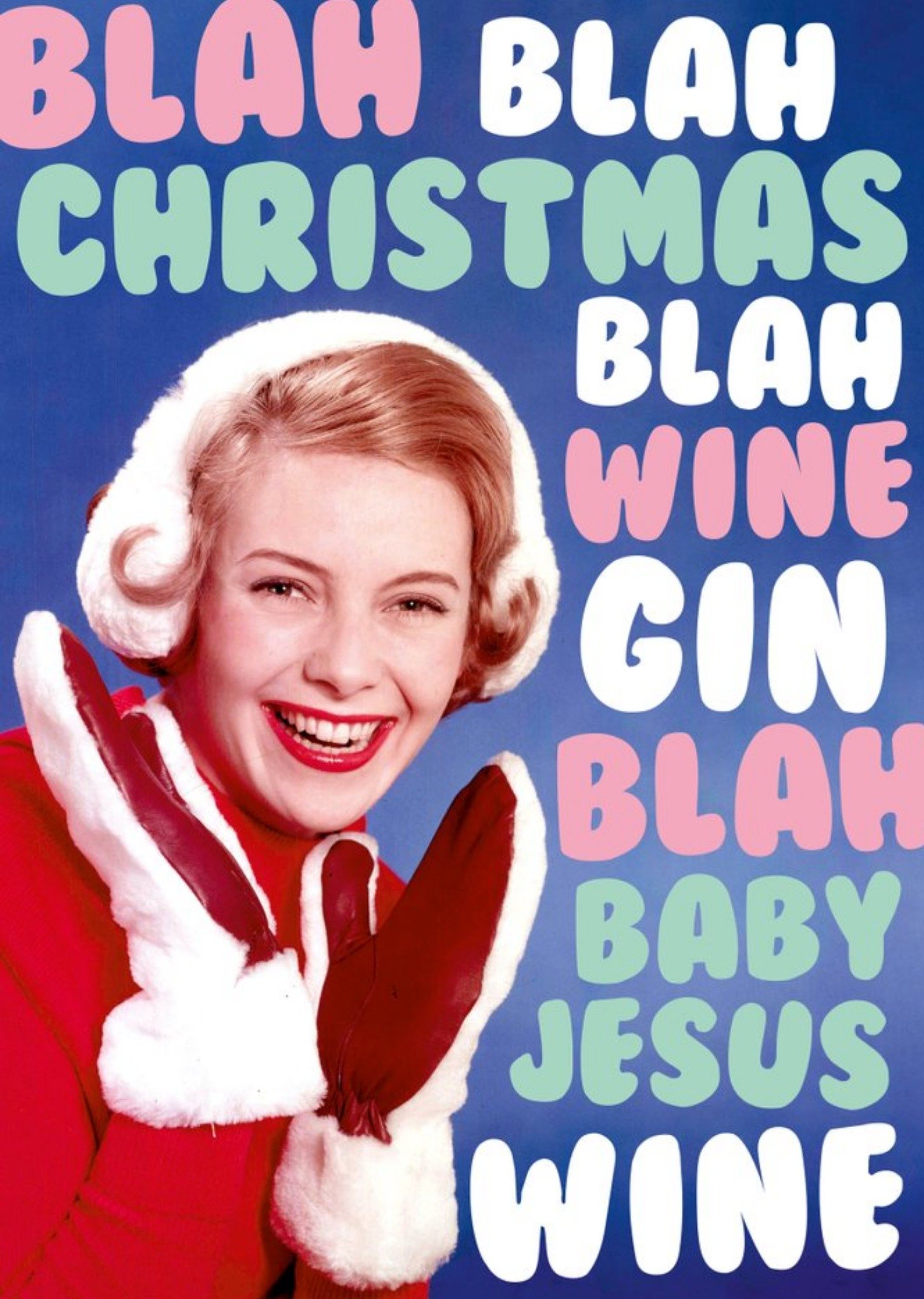 Blah Blah Blah Wine Baby Jesus Funny Christmas Card Ecard