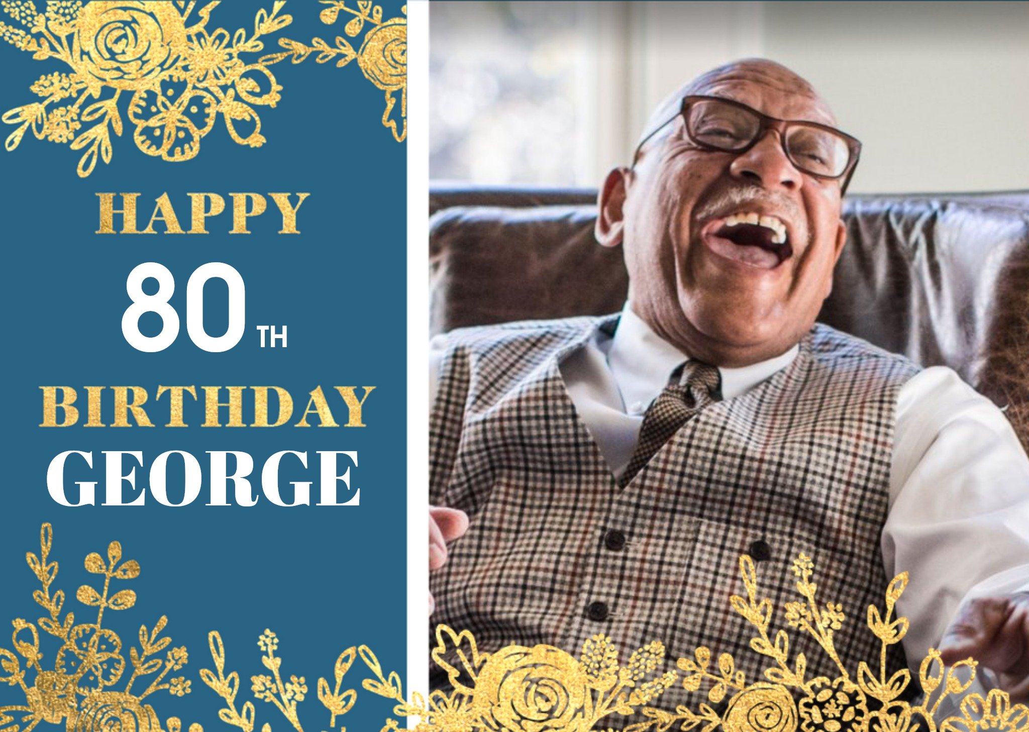 80th Birthday Photo Upload Card Ecard