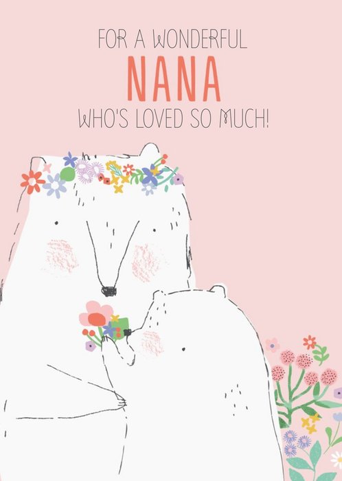 Cute illustrative bears Nana Birthday Card  