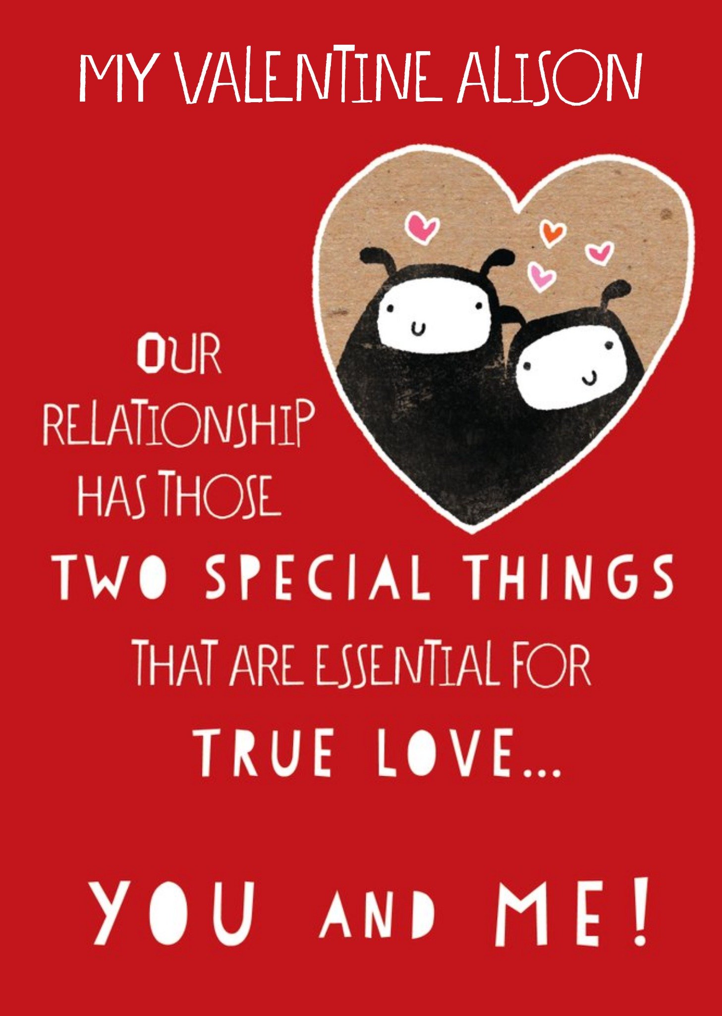 Love Bugs Together You And Me Personalised Valentine's Day Card