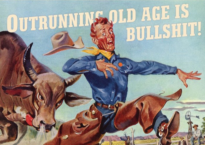 Outrunning Old Age Cowboy Birthday Card