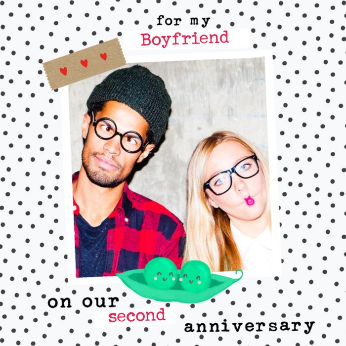 Two Peas In A Pod Polka Dot Photo Upload Anniversary Card