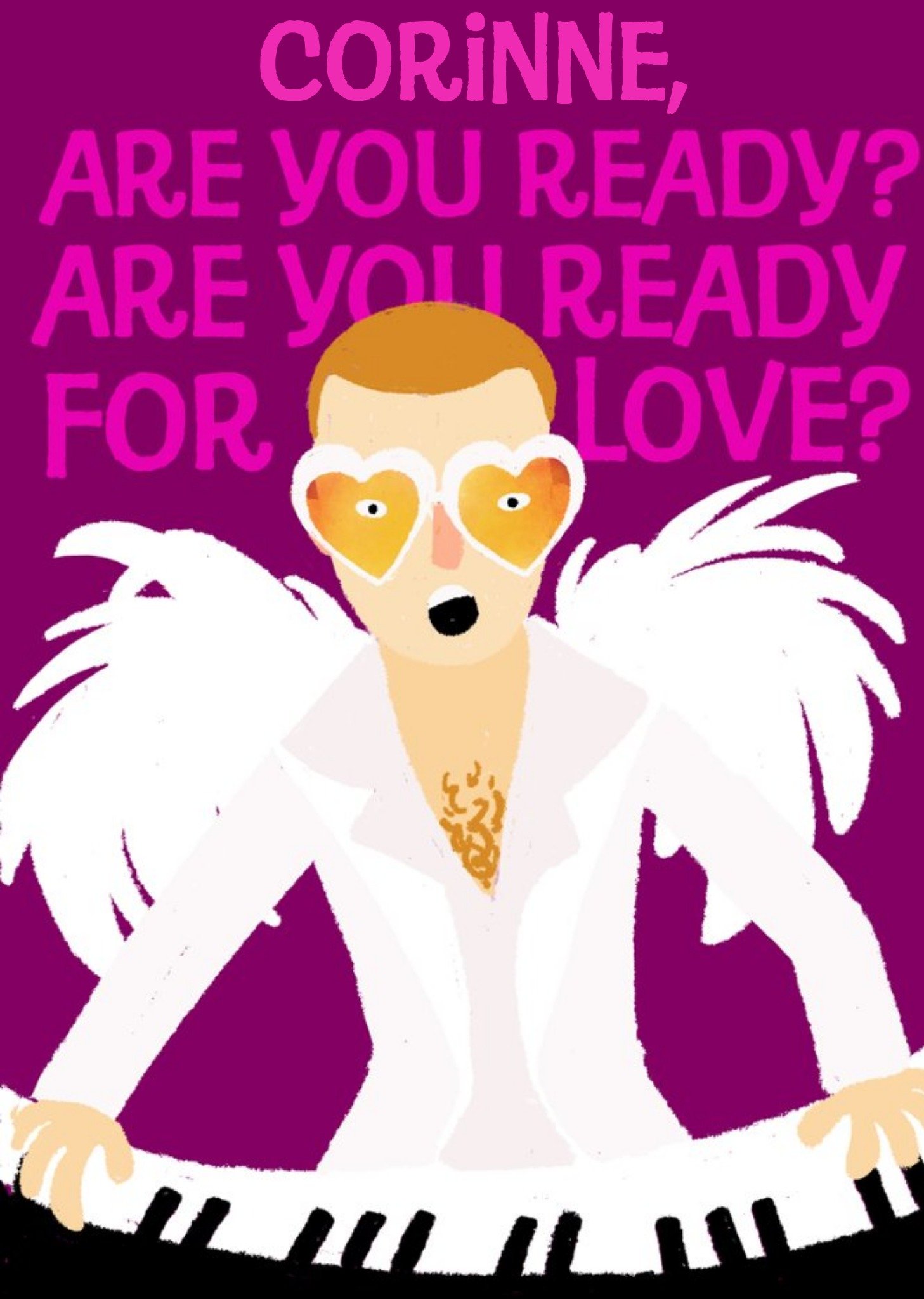 Moonpig Cartoon Elton John Are You Ready For Love Valentine's Day Card, Large