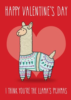 Llama's Pyjamas Funny Cute Valentine's Card
