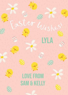 Clintons Cute Pink Illustrated Easter Pattern Card