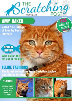 The Scratching Post Cat Magazine Spoof Personalised Photo Upload Happy Birthday Card