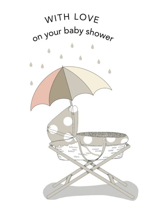 Dotty Dog Art Illustration Umbrella Cute New Baby Shower Card
