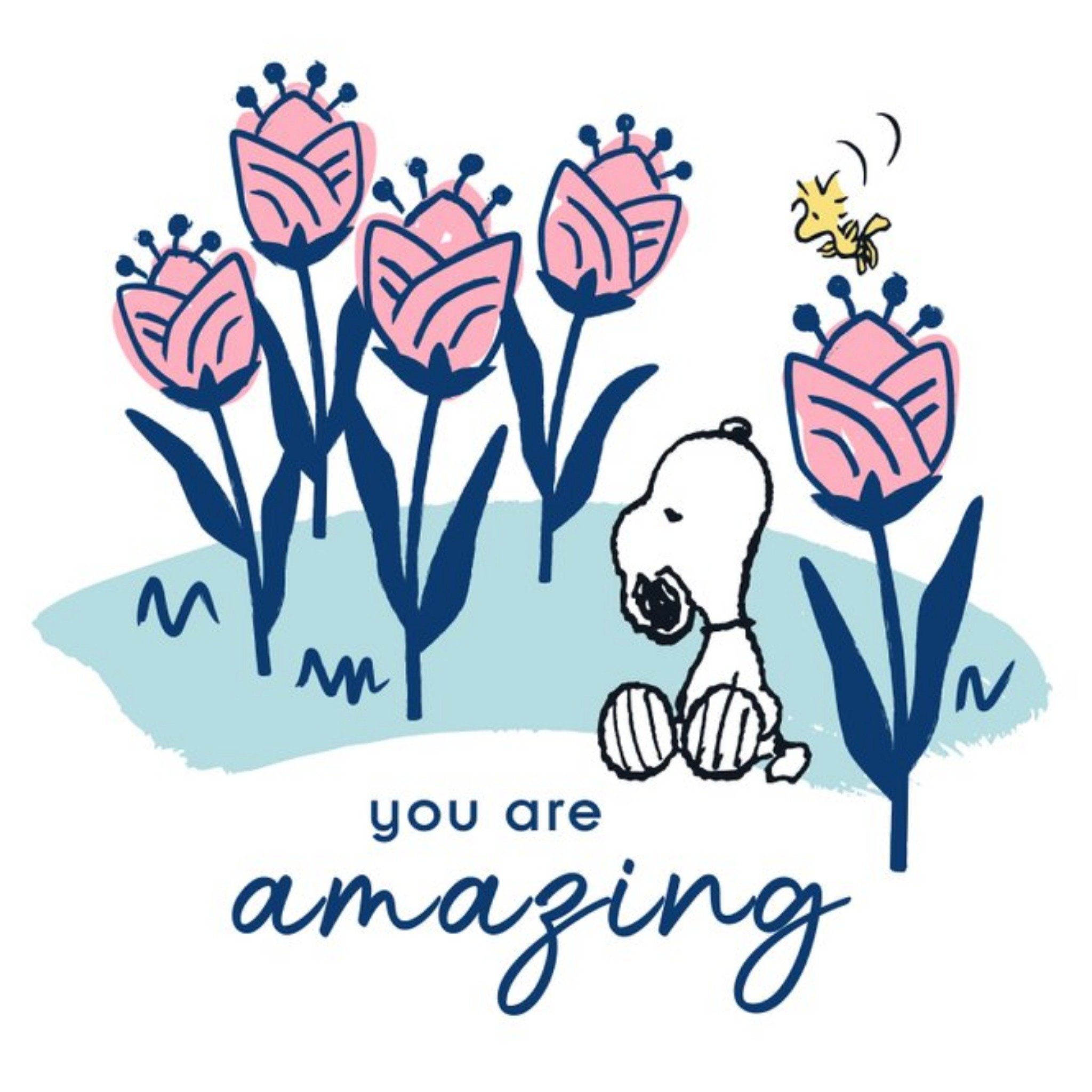Moonpig Cute Peanuts Snoopy And Woodstock You Are Amazing Just A Note Card, Large