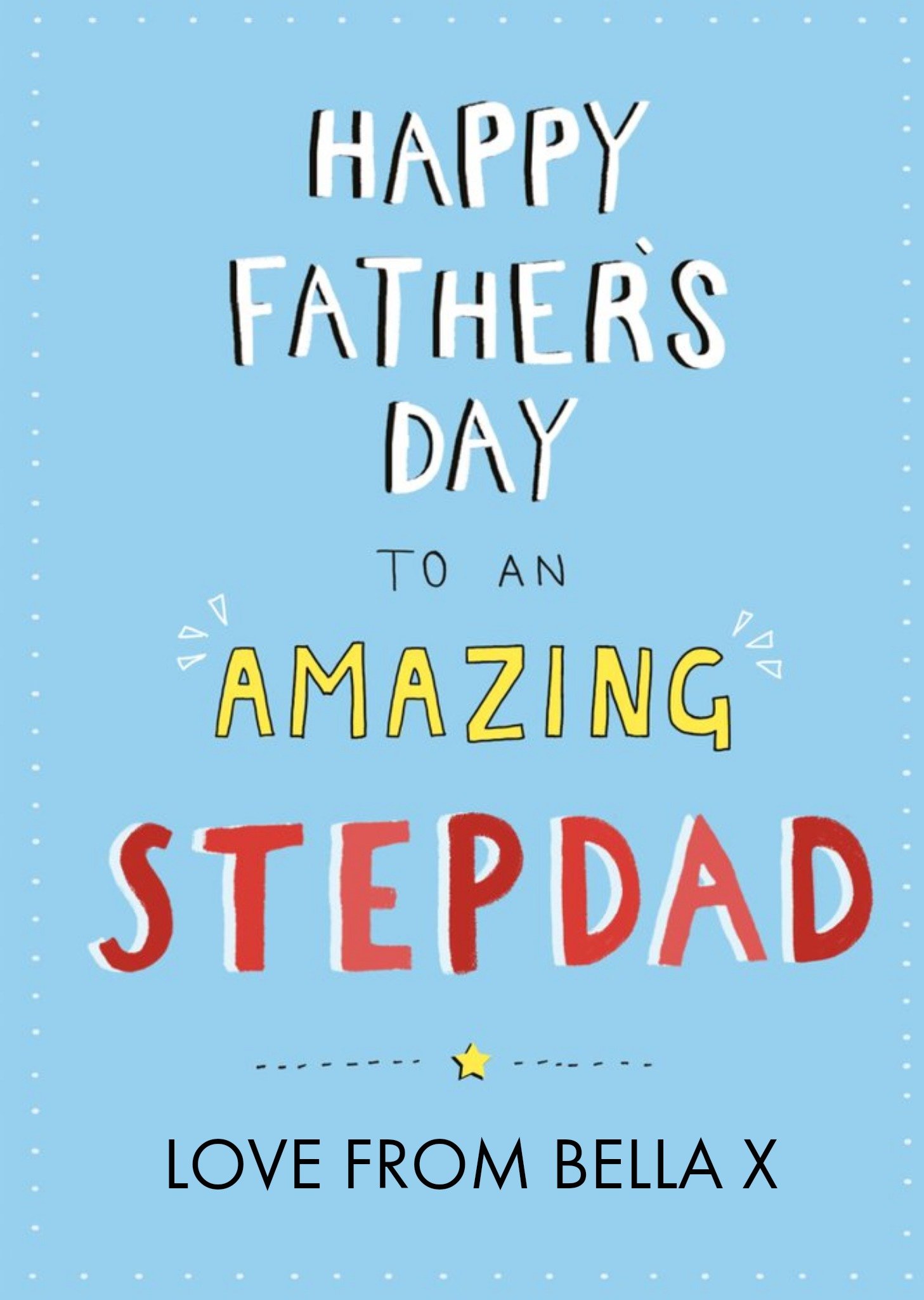 Moonpig Typographic Happy Fathers Day To An Amazing Stepdad Card, Large