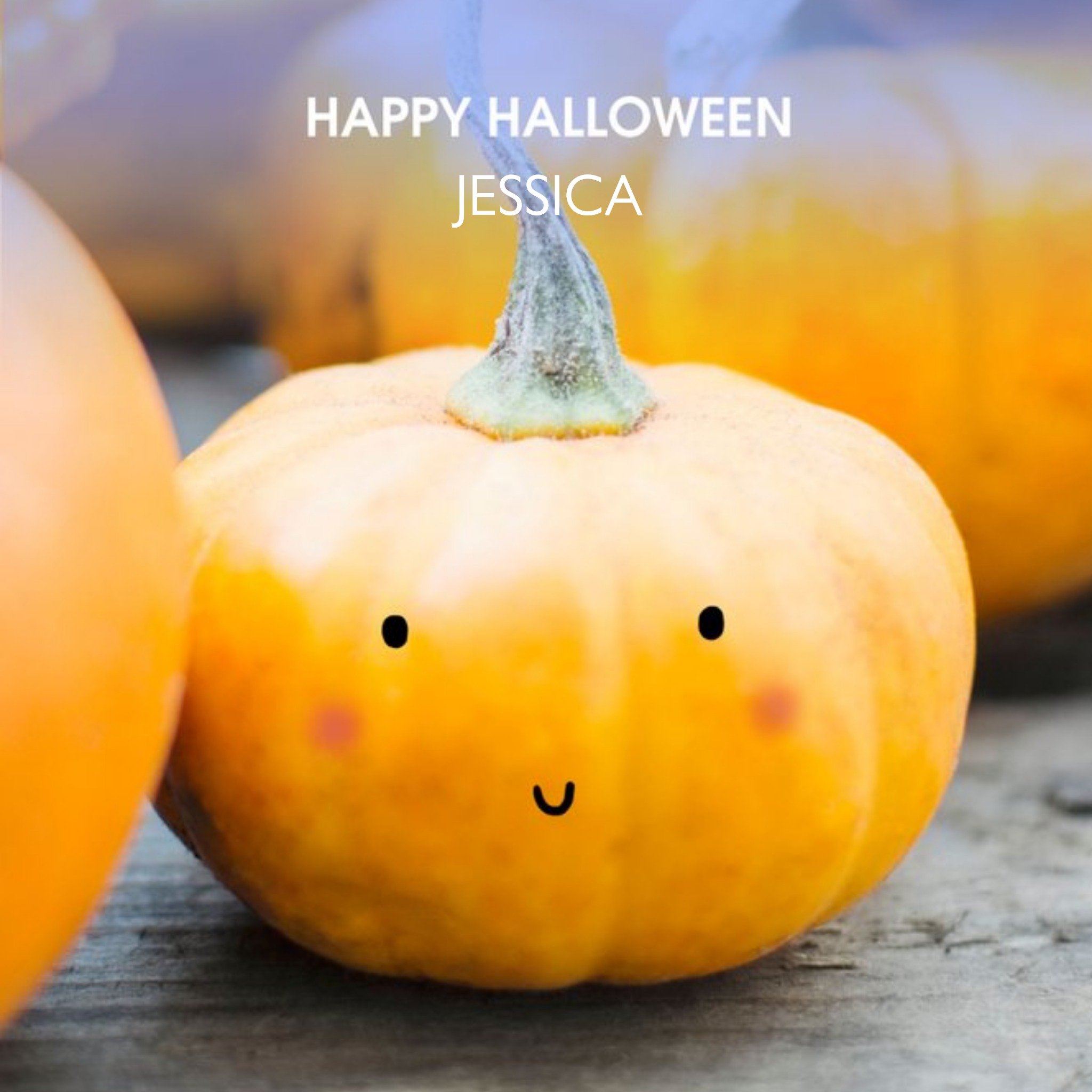 Mini Pumpkin Personalised Halloween Card, Square