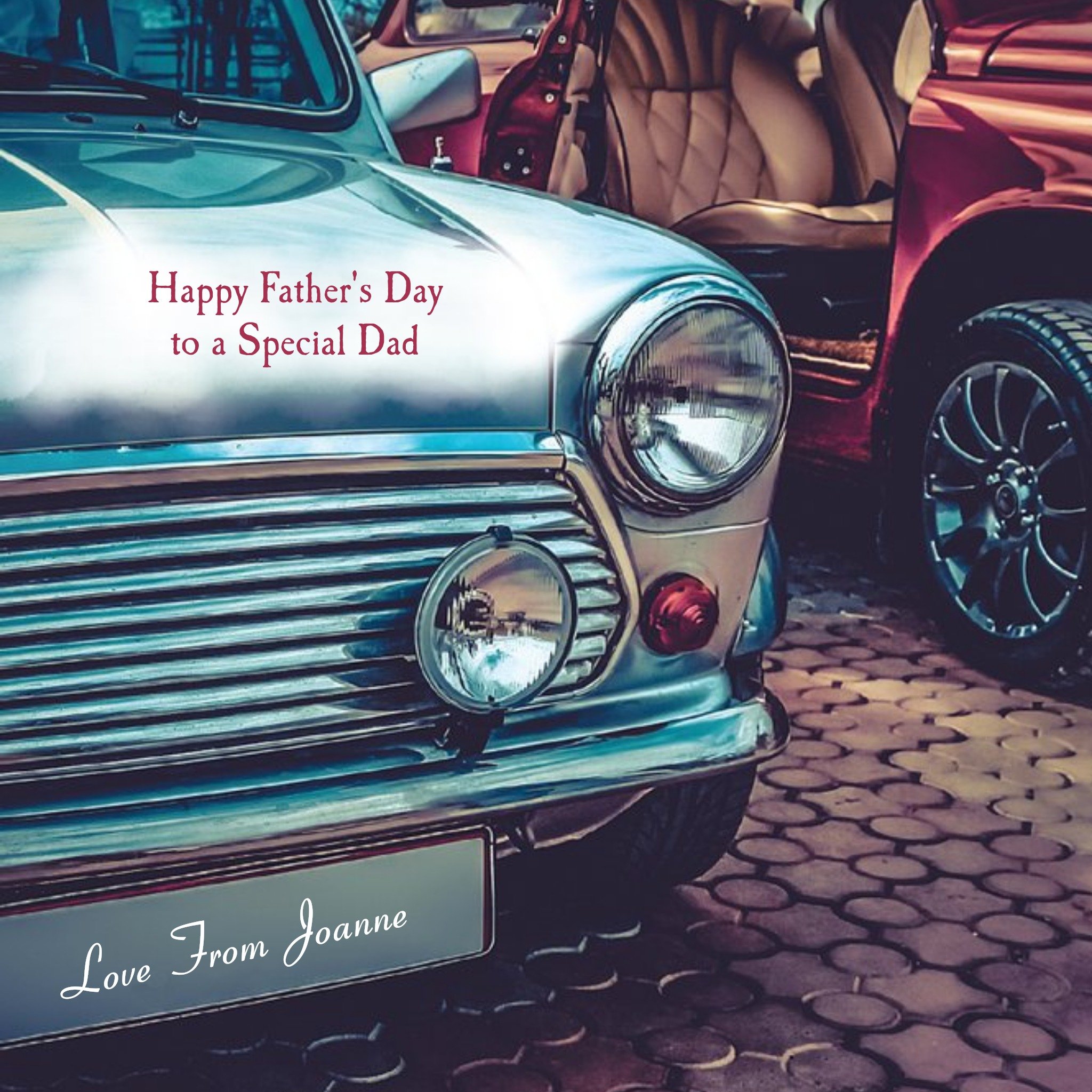 Ling Design Vintage Car Happy Fathers Day Card, Square